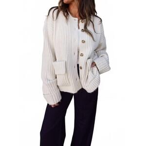 NEW SUNDAY EDITION ribbed knit chunky cardigan in cream